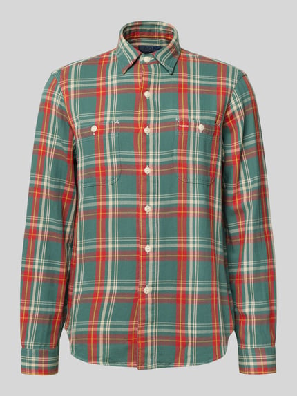 Produktfoto, Freizeithemd mit Knopfleiste von Polo Ralph Lauren aus reiner Baumwolle, grün-rot kariert, Regular Fit, zwei Brusttaschen