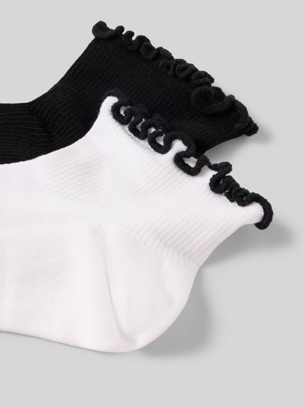 Produktfoto, Socken mit Wellensaum im 2er-Pack von Jake*s Casual in Schwarz und Weiß, Baumwoll-Mix mit Stretch-Anteil, feine Rippenstruktur