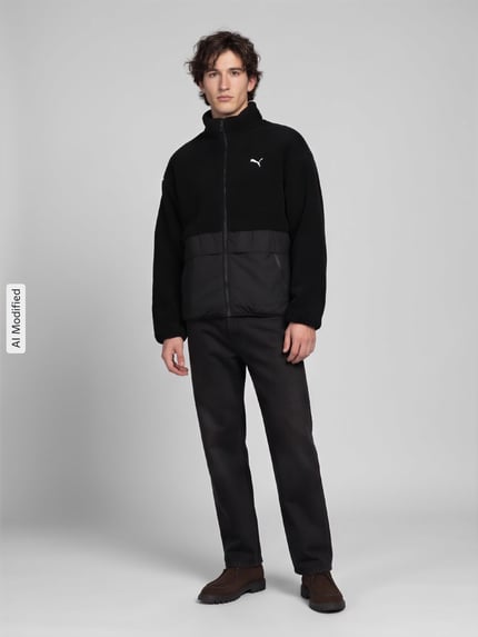 PUMA Performance Relaxed Fit Teddyjacke mit Stehkragen Black 1