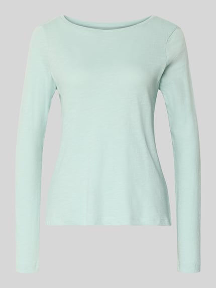 Produktfoto, Regular Fit Langarmshirt aus Bio-Baumwoll-Mix von Tom Tailor, Melange-Optik, U-Boot-Ausschnitt, Damen, helles Mint, glatte Textur