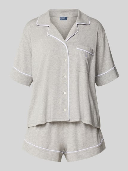 Polo Ralph Lauren Pyjama mit Logo-Stitchings Modell 'POLO ESSENTIALS' Hellgrau Melange 1