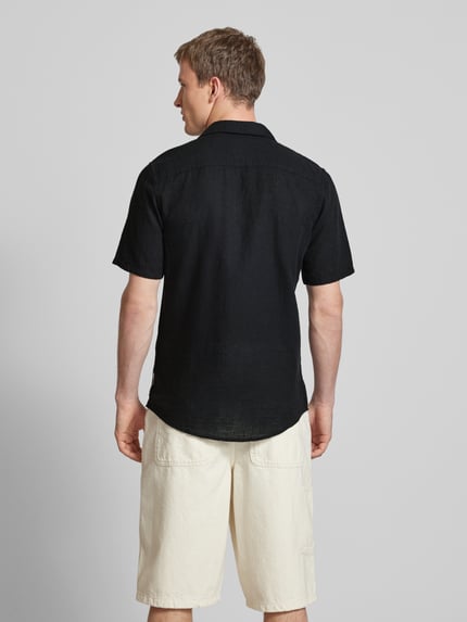 ONLY & SONS Freizeithemd aus Baumwoll-Leinen-Mix Modell 'CAIDEN' Black 5