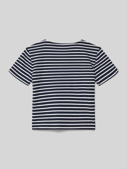 ONLY regular fit T-shirt met viscose model 'NELLA STRIPED' Donkerblauw - 3