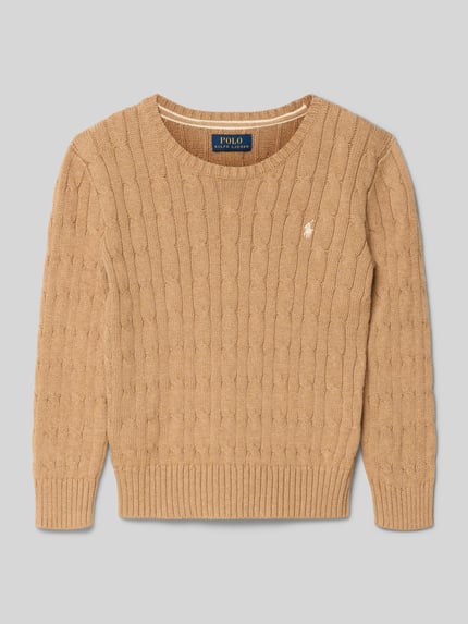 Polo Ralph Lauren Teens Gebreide pullover met geribde boorden Camel gemêleerd - 1