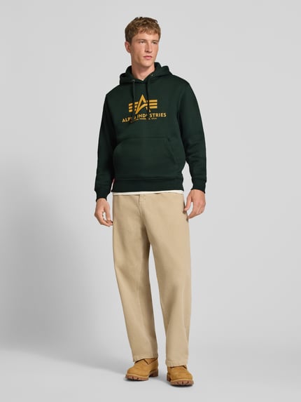 Alpha Industries Regular Fit Hoodie aus Baumwoll-Mix mit Logo-Print Petrol 1