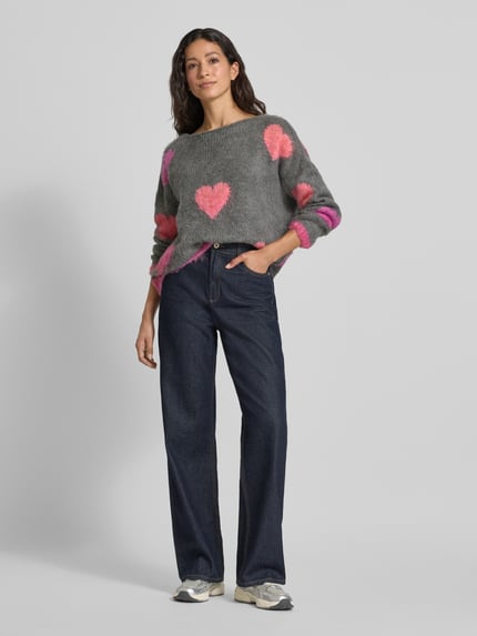miss goodlife Relaxed Fit Strickpullover aus Wolle-Alpaka-Mix Dunkelgrau 1