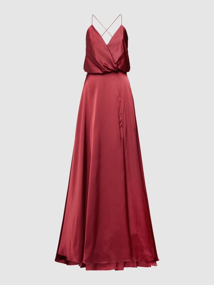 unique Abendkleid mit Spaghettiträgern Dunkelrot 2