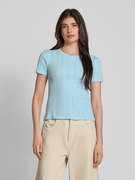 VERO MODA Slim Fit T-Shirt aus reiner Baumwolle Modell 'LISA' Hellblau 4