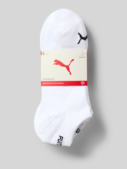 Produktfoto, Socken aus Baumwoll-Mix im 6er-Pack von PUMA in Weiß mit schwarzem Logo, glatte Oberfläche, Herren Socken von PUMA