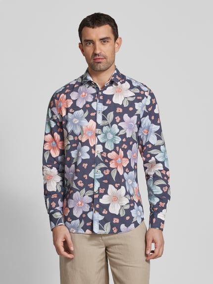 Colours & Sons Koszula casualowa regular fit z kołnierzykiem typu kent Granatowy 4