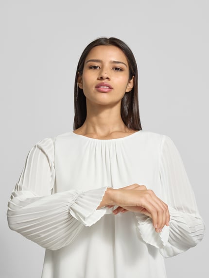 s.Oliver BLACK LABEL Regular fit blouse met lange mouwen met volants Offwhite - 3