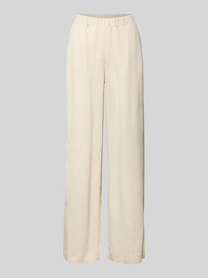 Produktfoto, spodnie materiałowe z mieszanki wiskozy, krój wide fit, fakturowany wzór, elastyczny pas, model 'Mucia' od OPUS PANTS, szerokość w rozmiarze 36: 37 cm, długość wewnętrzna nogawki w rozmiarze 36: 81 cm