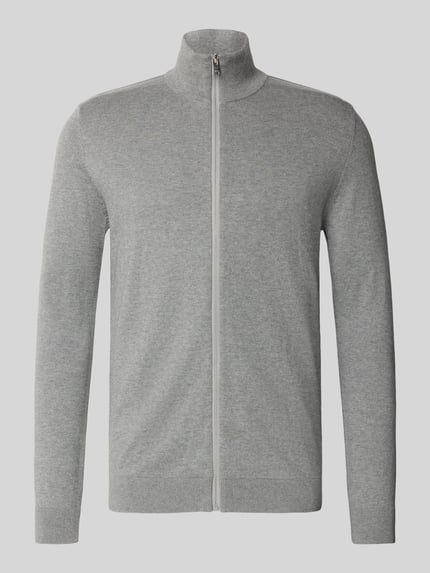 Selected Regular Fit Strickjacke aus reiner Baumwolle Modell 'BERG' Mittelgrau 2