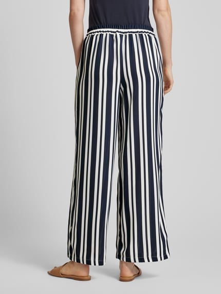 VILA Wide leg broek met streepmotief, model 'RASHA' Marineblauw - 5