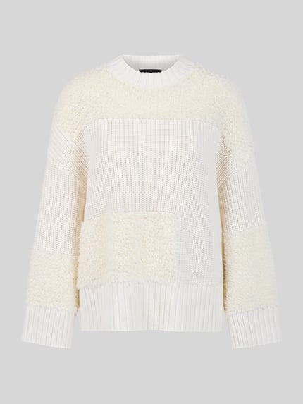 Marc Cain Pullover mit Bouclé-Einsätzen Modell 'SPORTS E' Offwhite 2