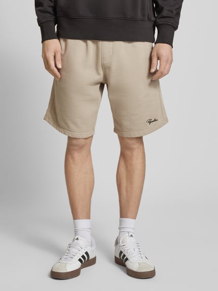 PEGADOR Regular Fit Sweatshorts mit Label-Stitching Modell 'TERRY' Taupe 4