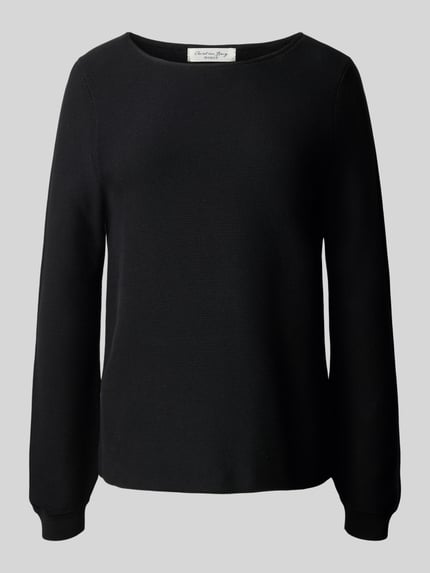 Christian Berg Woman Regular fit shirt met lange mouwen van puur katoen in gebreide look Zwart - 2