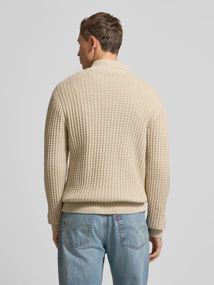 Selected Bluza o kroju regular fit z kołnierzem i fakturą wafla model ‘TOM’ Piaskowy 5