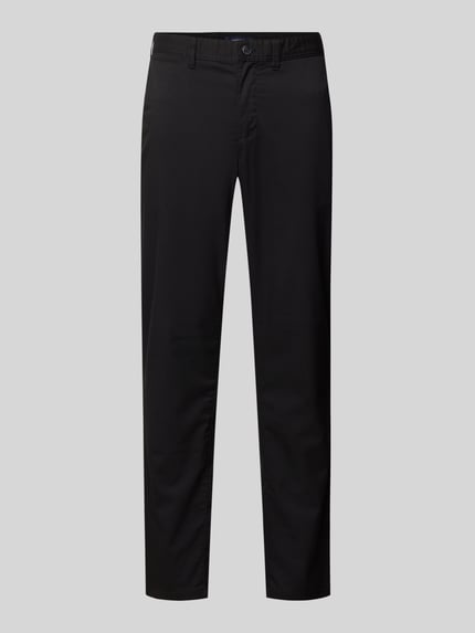 Produktfoto, schwarze Slim Fit Stoffhose mit Viskose-Anteil von MCNEAL, Elastischer-Material-Mix, Eingrifftaschen, Gesäßtaschen, Knopf-Reißverschluss, Bundweite 45 cm und Innenbeinlänge 82 cm bei Größe 50