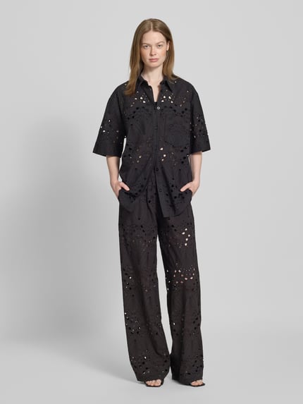 Gestuz Relaxed fit overhemdblouse van puur katoen, model 'baylor' Zwart - 1