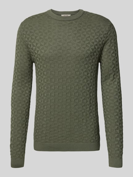 ONLY & SONS Regular Fit Strickpullover mit Strukturmuster Modell 'KALLE' Oliv 2