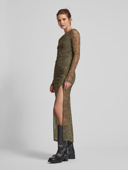 NOISY MAY® Maxi-jurk met plooien, model 'JUDITH' Grafiet - 1