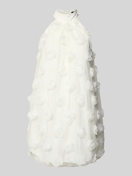 Productfoto, Minikleid mit floralen Applikationen van Gina Tricot in wit, losse fit, halternek, florale applicaties, sleutelgathals achter, lengte 83 cm, borstwijdte 57 cm
