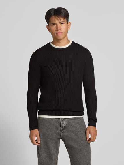 JACK & JONES Strickpullover mit Rundhalsausschnitt Modell 'PANNEL' Black 4