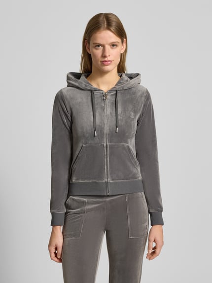 Juicy Couture Bluza rozpinana z wyhaftowanym logo model „ROBERTSON” Średnioszary 4