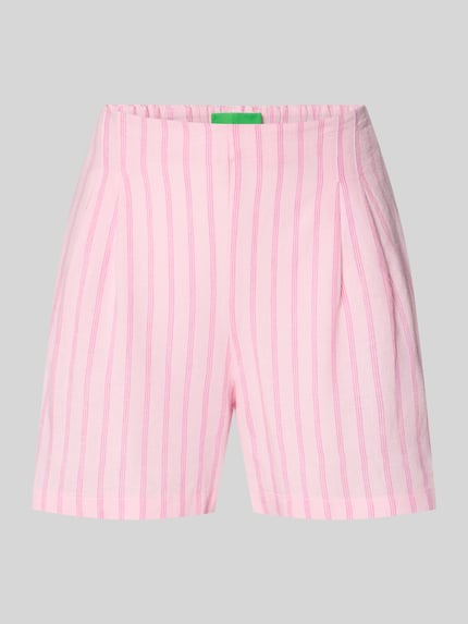 Produktfoto, Shorts mit elastischem Bund Modell 'ALMIRA' von JJXX aus rosa Viskose-Leinen-Mix mit pinken Streifen, Straight Fit, glatte Oberfläche