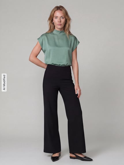 SEDUCTIVE Regular fit wijdte broek van viscosemix model 'KIMBERLEY' Zwart - 1