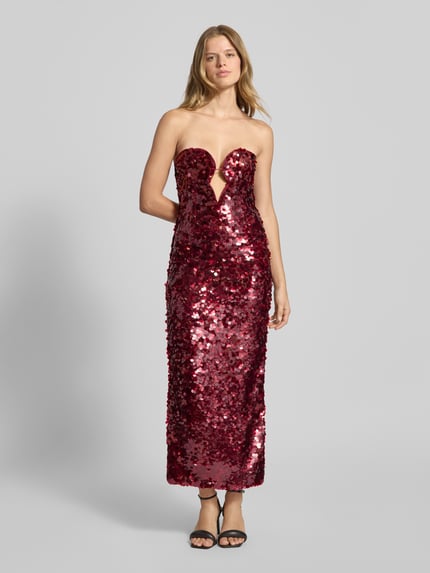 Bardot Cocktailkleid mit Pailletten Modell 'BRAYA' Bordeaux 4