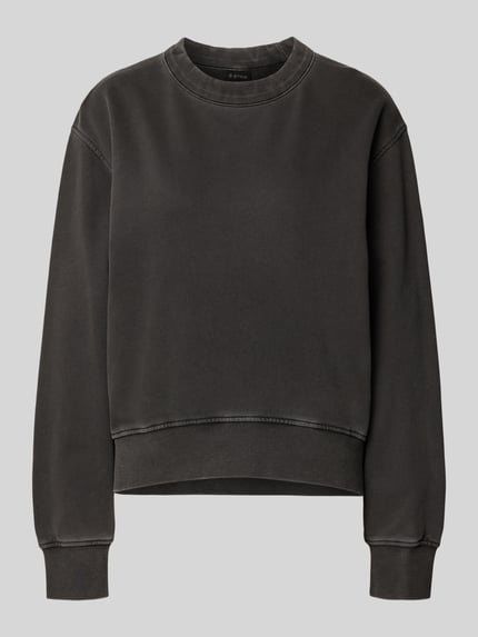 Produktfoto, Relaxed Fit Sweatshirt mit Rundhalsausschnitt von G-Star Raw in Dunkelgrau aus reiner Baumwolle, verlängertes Rückenteil, strukturierte Oberfläche
