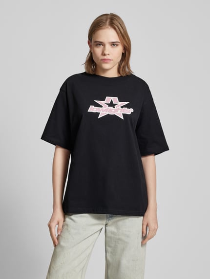 Low Lights Studios Oversized T-shirt met labelprint, model 'SUPERSTAR' Zwart - 4