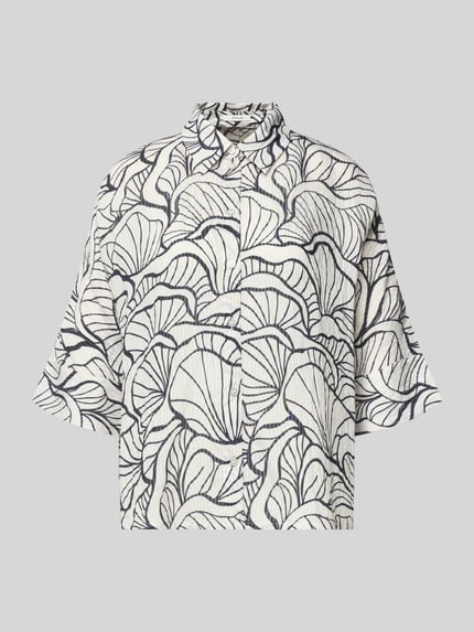 Produktfoto, Relaxed Fit Bluse im Allover-Look Modell 'Fashell' von OPUS z mieszanki wiskozy, kołnierzyk koszulowy, rękaw o dł. 3/4