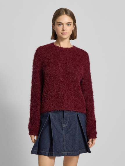 NOISY MAY® Gebreide pullover van effectgaren, model 'SASSY' Bordeaux - 4