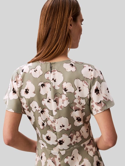Calvin Klein Womenswear Freizeitkleid mit Allover-Muster Khaki Melange 3