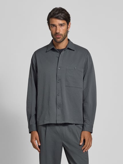 Jake*s Studio Men Slim Fit Freizeithemd mit Kentkragen Rauchblau 4