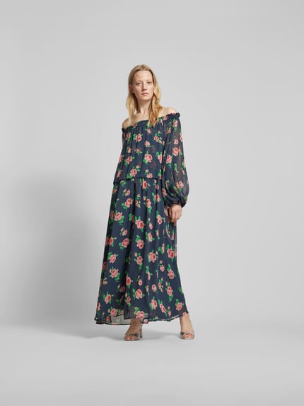 ROTATE Maxi-jurk met bloemenmotief Marineblauw - 4