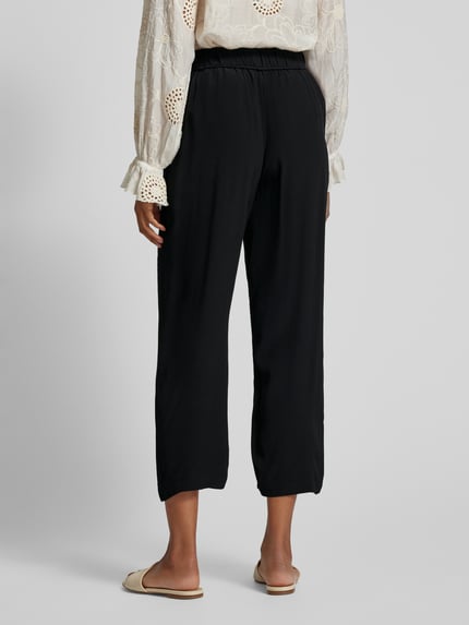 s.Oliver BLACK LABEL Wide leg stoffen broek met strikceintuur Zwart - 5