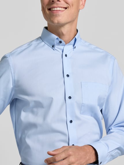OLYMP Luxor Comfort Fit Businesshemd mit floraler Innenleiste Bleu 3