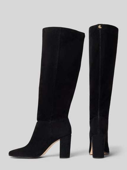 Lauren Ralph Lauren Stiefel aus echtem Veloursleder mit Logo-Detail Modell 'ARTIZAN TALL' Black 2