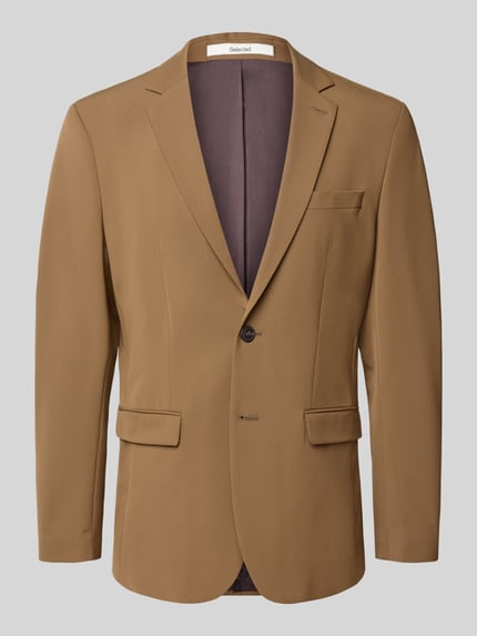 Selected Marynarka do garnituru o kroju slim fit z dodatkiem wiskozy model ‘LIAM’ Koniakowy 2