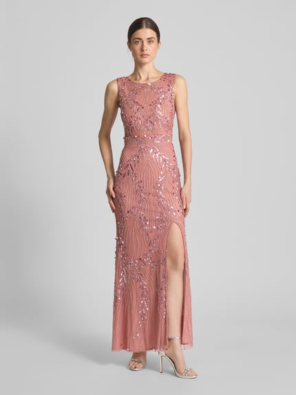 Lace & Beads Abendkleid mit Paillettenbesatz Rose 4