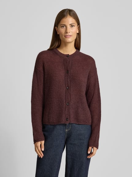 MM by Max Mara Regular fit gebreid jack met wol, model 'MALOU' Aubergine - 4