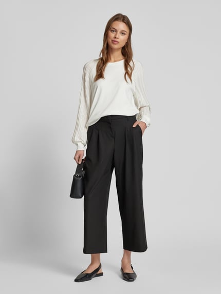 Gardeur Wide leg stoffen broek in verkorte pasvorm, model 'Franca' Zwart - 1