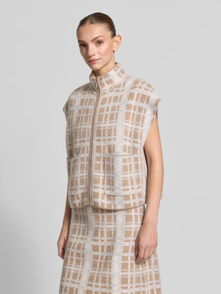 Christian Berg Woman Weste aus Wolle mit Eingrifftaschen und Stehkragen Camel 4