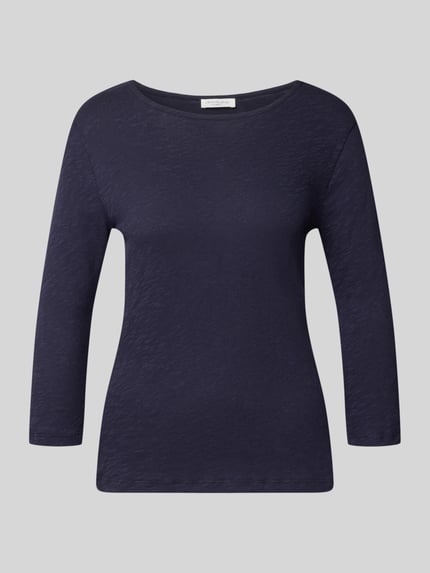 Produktfoto, Longsleeve mit 3/4-Arm von Christian Berg Woman z bawełny, prosty krój, okrągły dekolt, Długość tyłu w rozmiarze S: 56 cm, ciemnogranatowy, gładka tekstura
