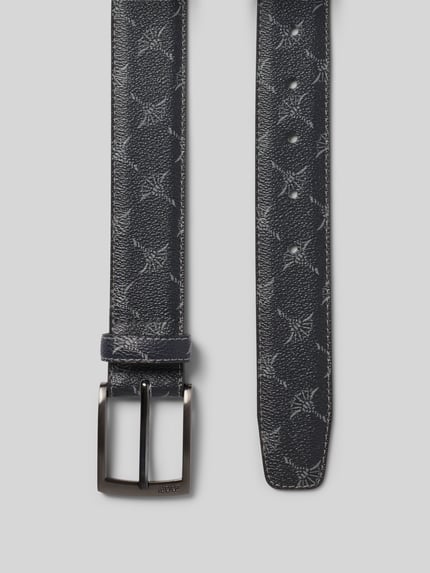 Produktfoto, Gürtel mit Leder-Anteil und Allover-Muster von JOOP!, Materiaalmix met leer, klassiek pasvorm, all-over motief, doornsluiting van metaal, labeldetail, breedte 4 cm
