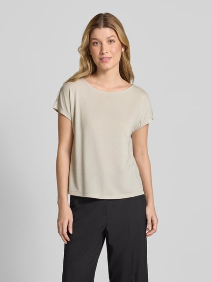 s.Oliver BLACK LABEL T-shirt o kroju relaxed fit z mieszanki wiskozy Beżowy 4